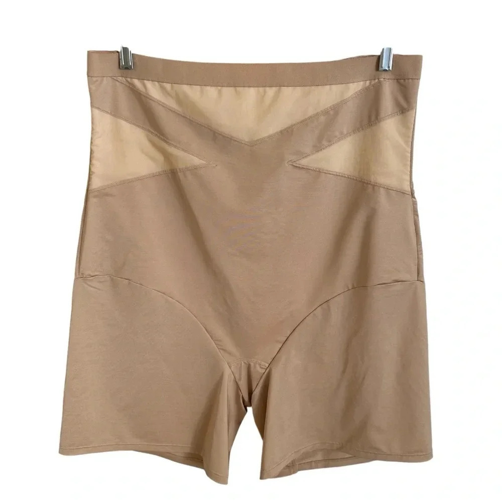Cacique Womens 26/28 Beige Ultra High Waist Thigh‎ Shaper Shorts Shapewear